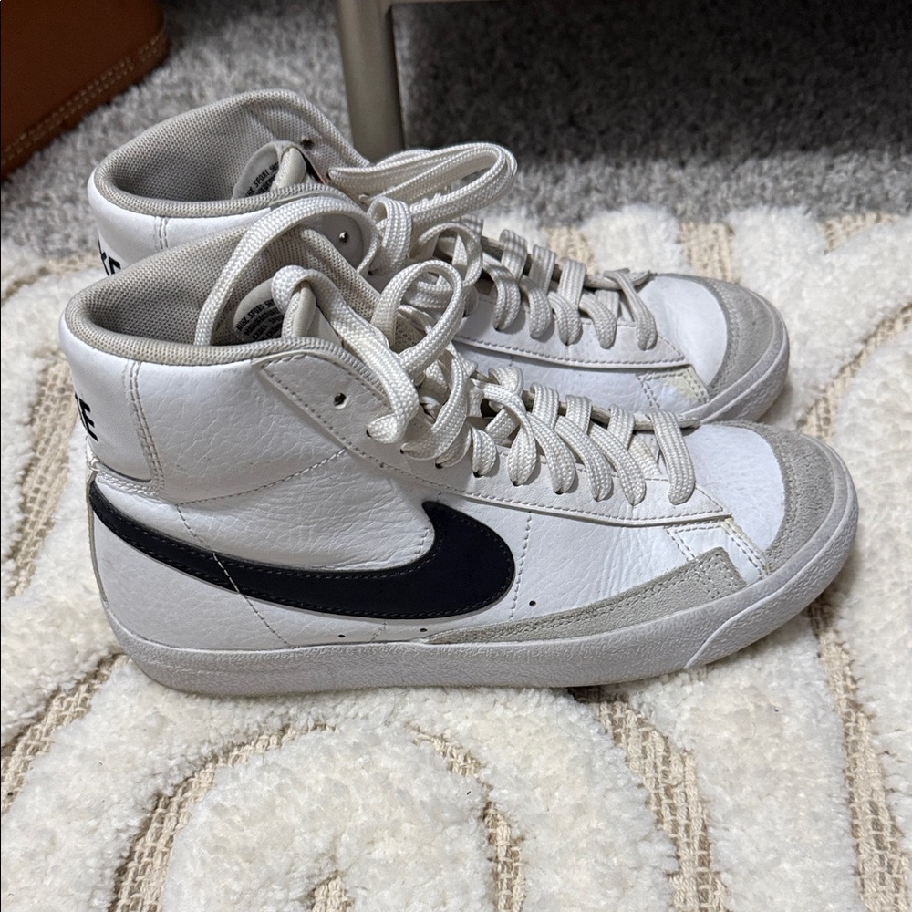 Nike White and Gray High-Top Sneakers